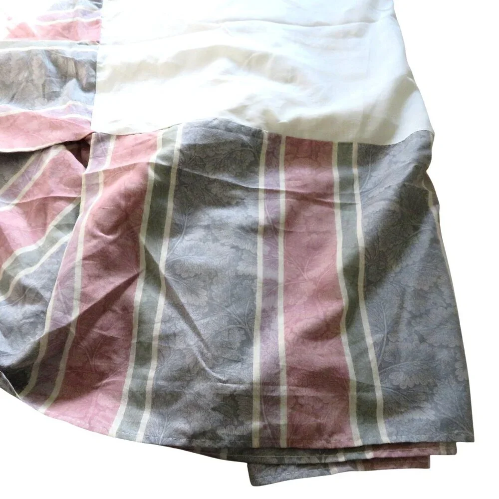 Vintage Floral Striped King Size Bed Skirt Multicolor 14.5